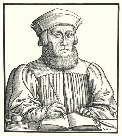 Johannes Aventinus, bayersk renässanshumanist, historiker och filolog (gravyr) av Hanns Sebald Lautensack