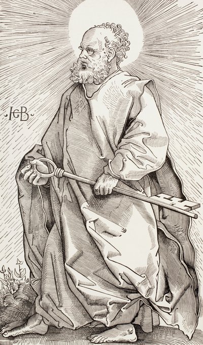 St Peter som håller i himmelrikets nycklar av Hans (after) Baldung Grien