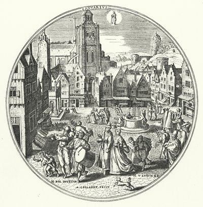 Januari (gravyr) av Hans (after) Bol