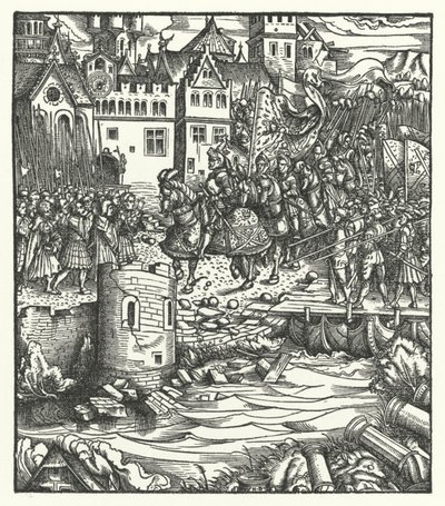 Ärkehertig Maximilian av Österrike går in i Utrecht av Hans (after) Burgkmair