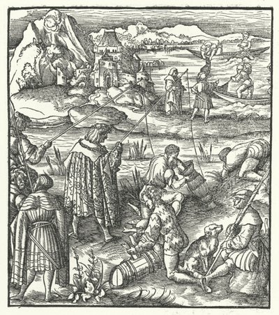 Ärkehertig Maximilian av Österrike fiskar (gravyr) av Hans (after) Burgkmair