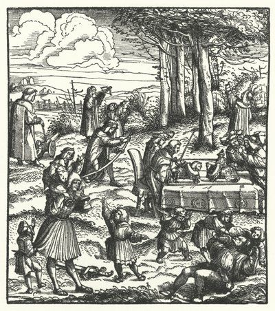 Ärkehertig Maximilian av Österrike med sina lekkamrater som barn (gravyr) av Hans (after) Burgkmair