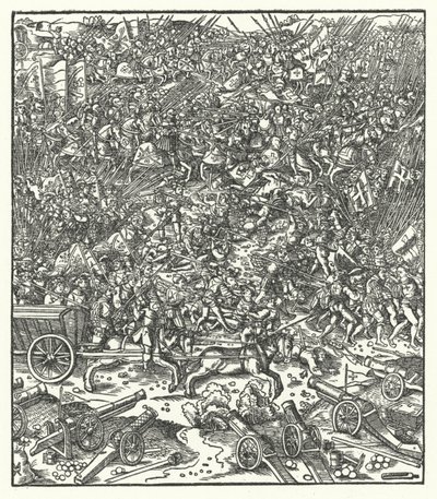 Slaget vid Guinegate, Frankrike, 7 augusti 1479 (gravyr) av Hans (after) Burgkmair