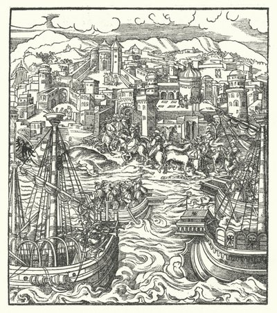 Fredrik III, helig romersk kejsare, anländer till Rom med sin brud, Eleanor av Portugal av Hans (after) Burgkmair