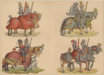 Riddare till häst (färg litho) av Hans (after) Burgkmair