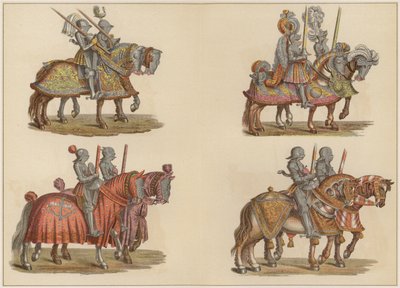 Riddare till häst (färg litho) av Hans (after) Burgkmair
