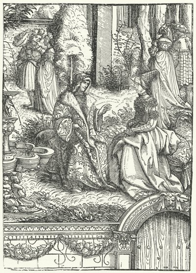 Maximilian I, den helige romerske kejsaren, och hans fru Maria av Bourgogne (gravyr) av Hans (after) Burgkmair