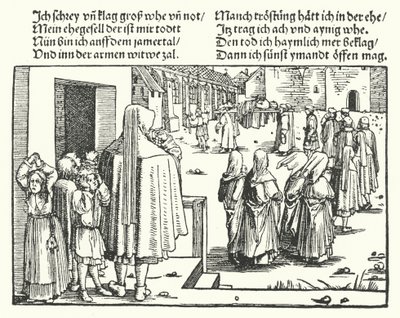 Begravningen av familjens överhuvud (gravyr) av Hans (after) Burgkmair
