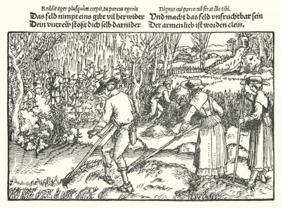 Skördemaskinerna (gravyr) av Hans (after) Burgkmair