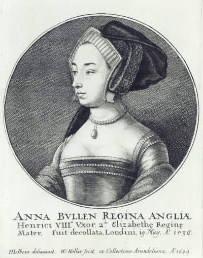 Anne Boleyn, etsat av Wenceslaus Hollar av Hans (after) Holbein the Younger