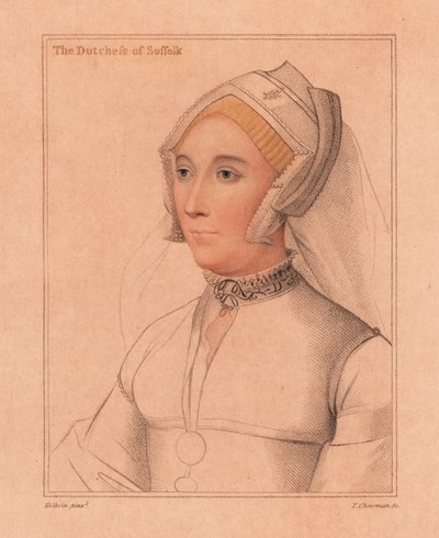 Catherine Brandon, hertiginna av Suffolk, 1812 (gravyr) av Hans (after) Holbein the Younger