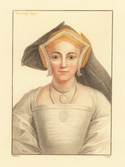 Frances Howard, grevinna av Surrey, 1812 (gravyr) av Hans (after) Holbein the Younger