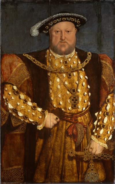 Porträtt av kung Henrik VIII (olja på trä) av Hans (after) Holbein the Younger