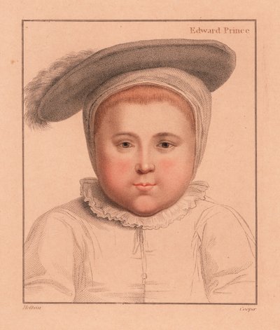 Prins Edward, 1 år, senare kung Edward VI av England., 1812 (gravyr) av Hans (after) Holbein the Younger