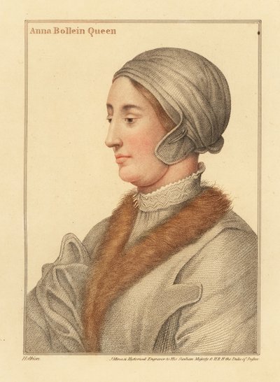 Drottning Anne Boleyn, andra hustru till kung Henrik VIII av Hans (after) Holbein the Younger
