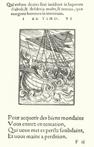 Sjömannen i en storm (gravyr) av Hans (after) Holbein the Younger