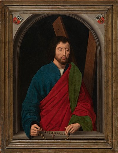 St. Andrew, ca 1491-1519 (olja på panel) av Hans (after) Memling