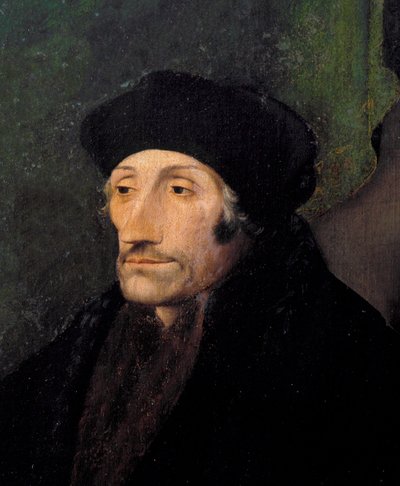 Porträtt av Erasmus av Rotterdam, holländsk humanist av Hans (attr. to) Holbein the Younger