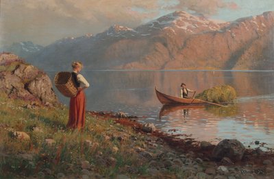 Date by the Fjord (olja på duk) av Hans Andreas Dahl