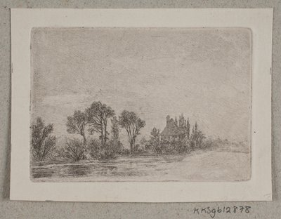 Landskap med träd vid ett vatten av Hans Anton Thiele