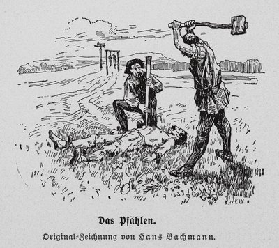 Avrättning genom impalement (gravyr) av Hans Bachmann