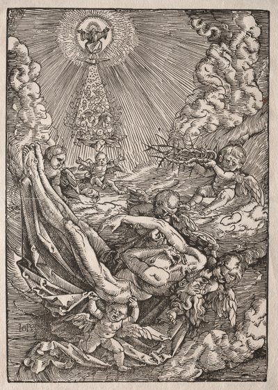 Kristus bärs till himlen av änglar av Hans Baldung