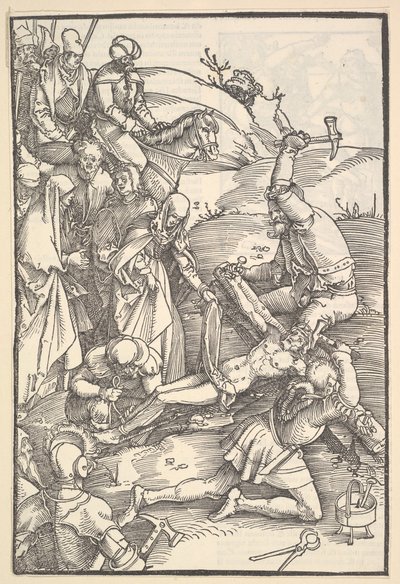Kristus spikad på korset, verso: Kristus spikad på korset, från Speculum Passionis Dom..., 1507. av Hans Baldung