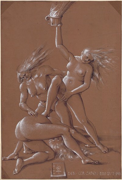 Nyårshälsning med tre häxor, 1514 av Hans Baldung