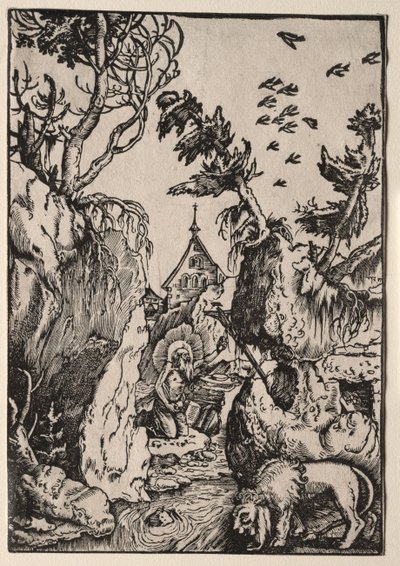 St. Hieronymus i vildmarken. av Hans Baldung
