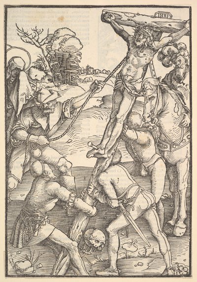 The Raising of the Cross, verso: The Raising of the Cross, från Speculum Passionis Domini ..., 1507. av Hans Baldung