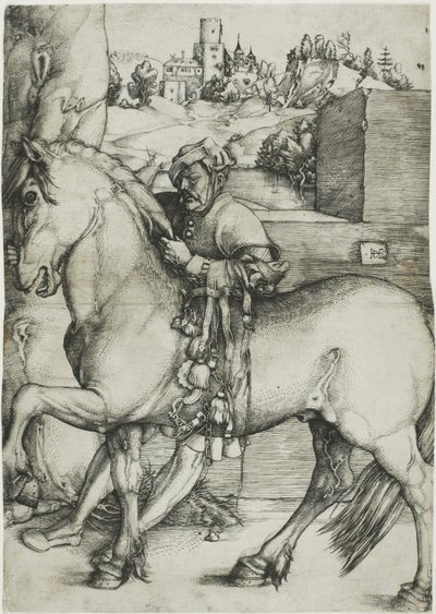 En brudgum som tyglar en häst av Hans Baldung Grien