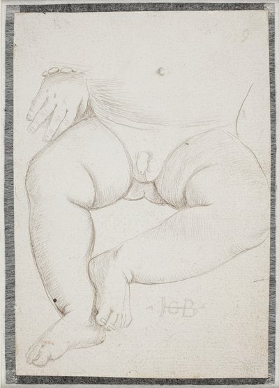 En liten pojkes mage, knä, ben och ena handen med armband av Hans Baldung Grien