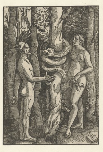 Adam och Eva med ormen Frestelse av Hans Baldung Grien