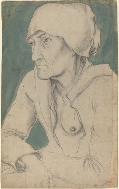 Halvfigur av en gammal kvinna med en mössa av Hans Baldung Grien