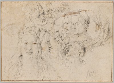 Huvudstudier (framsida); Studier av en mansfigur (baksida) av Hans Baldung Grien