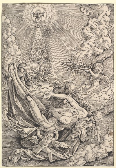 Kristi kropp buren av änglar mot himlen, 1516 av Hans Baldung Grien