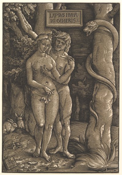 Mänsklighetens fall, 1511 av Hans Baldung Grien