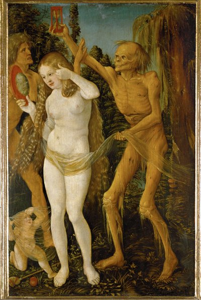 Kvinnans och dödens tre åldrar (olja på lind) av Hans Baldung Grien