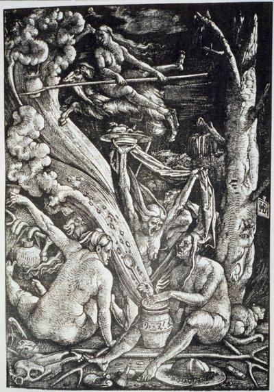 Häxorna på sabbaten, efter Hans Baldung Grien, illustrerad i en magisk historia publicerad i slutet av 1800-talet av Hans Baldung Grien