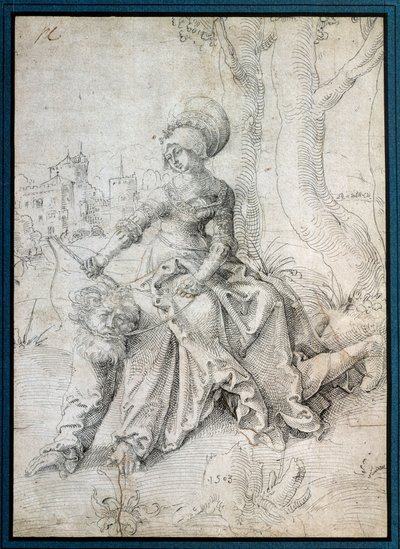 Kvinnan som rider mannen: Phyllis sitter på ryggen av Aristoteles som går på alla fyra. Teckning av Grien Hans Baldung (1484-1545) Ec. Allt. av Hans Baldung Grien