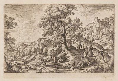 Tavel 11, från Landskap med scener ur Gamla och Nya testamentet samt Ovidius Metamorfoser av Hans Bol
