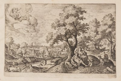 Tavel 12, ur Landskap med scener ur Gamla och Nya testamentet samt Ovidius Metamorfoser av Hans Bol