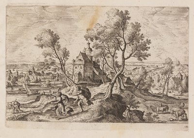 Tavel 14, från Landskap med scener ur Gamla och Nya testamentet samt Ovidius Metamorfoser av Hans Bol