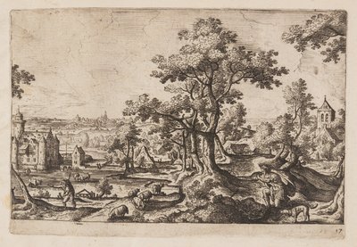 Tavel 17, ur Landskap med scener ur Gamla och Nya testamentet samt Ovidius Metamorfoser av Hans Bol