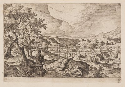 Tavel 19, från Landskap med scener ur Gamla och Nya testamentet samt Ovidius Metamorfoser av Hans Bol