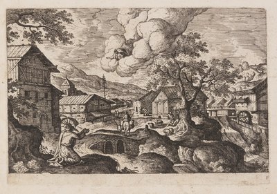 Tavel 1, från Landskap med scener ur Gamla och Nya testamentet och Ovidius Metamorfoser av Hans Bol
