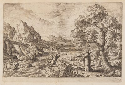 Tavel 22, ur Landskap med scener ur Gamla och Nya testamentet samt Ovidius Metamorfoser av Hans Bol