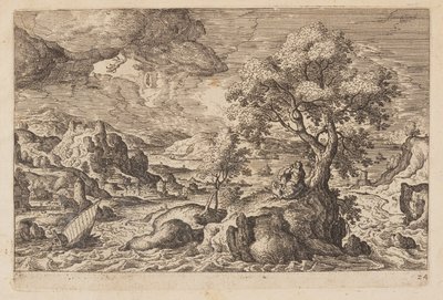 Tavel 24, från Landskap med scener ur Gamla och Nya testamentet samt Ovidius Metamorfoser av Hans Bol