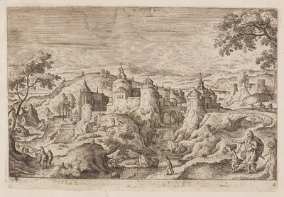 Tavel 4, från Landskap med scener ur Gamla och Nya testamentet samt Ovidius Metamorfoser av Hans Bol
