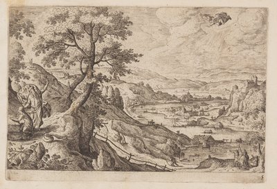 Tavel 5, från Landskap med scener ur Gamla och Nya testamentet samt Ovidius Metamorfoser av Hans Bol